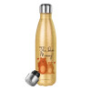 Glitter gold stainless steel thermos bottle, double-walled, 500ml