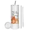 Eco friendly ποτήρι θερμό (tumbler) από ανοξείδωτο ατσάλι 600ml, με μεταλλικό καλαμάκι & βούρτσα καθαρισμού