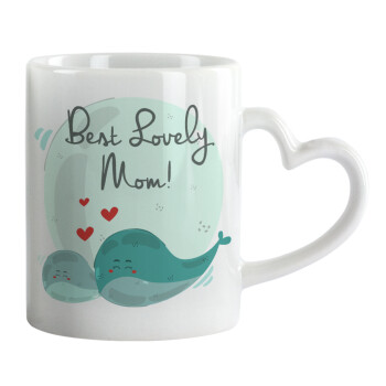 Mothers Day, whales, Mug heart handle, ceramic, 330ml