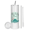 Eco friendly stainless steel tumbler 600ml, with metal straw & cleaning brush