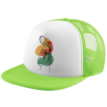 Women pregnant, Child's Soft Trucker Hat with Green/White Mesh (POLYESTER, CHILDREN'S, ONE SIZE)