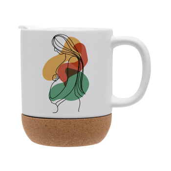 Women pregnant, Ceramic coffee mug Cork (MAT), 330ml (1pcs)