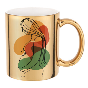 Women pregnant, Mug ceramic, gold mirror, 330ml