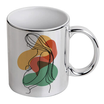 Women pregnant, Mug ceramic, silver mirror, 330ml