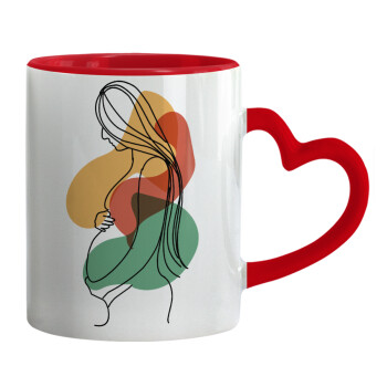 Women pregnant, Mug heart red handle, ceramic, 330ml