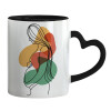 Mug heart black handle, ceramic, 330ml