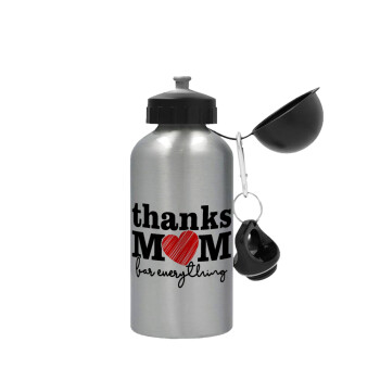 Thanks mom for everything, Metallic water jug, Silver, aluminum 500ml