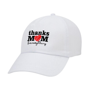 Thanks mom for everything, Καπέλο Ενηλίκων Baseball Λευκό 5-φύλλο (POLYESTER, ΕΝΗΛΙΚΩΝ, UNISEX, ONE SIZE)