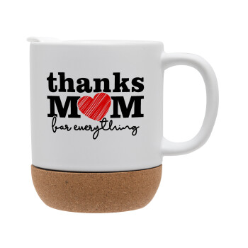 Thanks mom for everything, Ceramic coffee mug Cork (MAT), 330ml (1pcs)