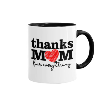 Thanks mom for everything, Mug colored black, ceramic, 330ml