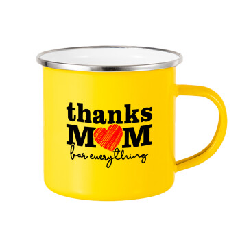 Thanks mom for everything, Κούπα Μεταλλική εμαγιέ Κίτρινη 360ml