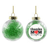 Transparent Christmas tree ball ornament with green filling 8cm