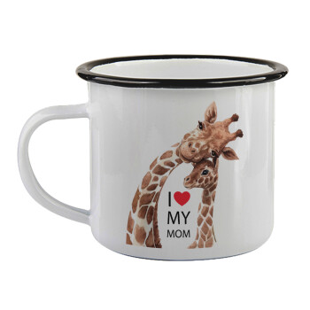 Mothers Day, Cute giraffe, Κούπα εμαγιέ με μαύρο χείλος 360ml