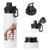 Metal water bottle with safety cap, aluminum 850ml