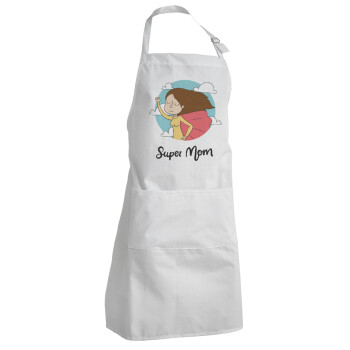 Super mom, Adult Chef Apron (with sliders and 2 pockets)