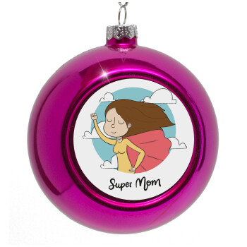 Super mom, Purple Christmas tree ornament bauble 8cm