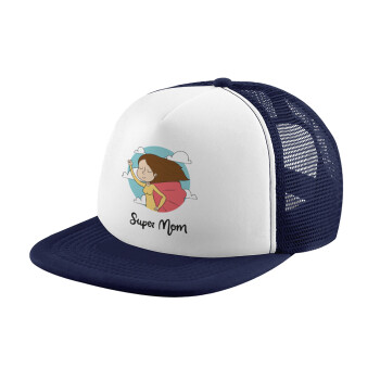 Super mom, Children's Soft Trucker Cap with Dark Blue/White Mesh (POLYESTER, CHILDREN, ONE SIZE)