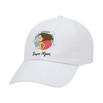 Super mom, Καπέλο Ενηλίκων Baseball Λευκό 5-φύλλο (POLYESTER, ΕΝΗΛΙΚΩΝ, UNISEX, ONE SIZE)