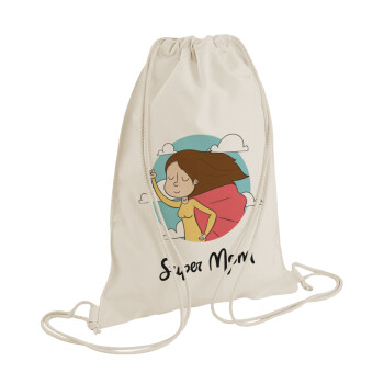 Super mom, Τσάντα πλάτης πουγκί GYMBAG natural (28x40cm)