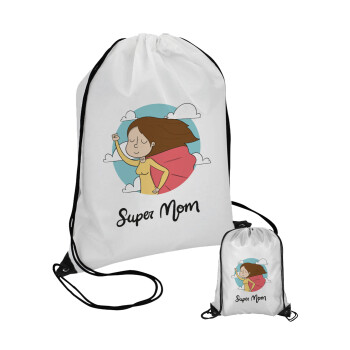 Super mom, Τσάντα πουγκί με μαύρα κορδόνια (1 τεμάχιο)