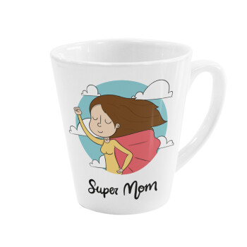 Super mom, Κούπα κωνική Latte Λευκή, κεραμική, 300ml
