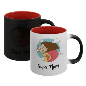 Super mom, Κούπα Μαγική εσωτερικό κόκκινο, κεραμική, 330ml που αλλάζει χρώμα με το ζεστό ρόφημα (1 τεμάχιο)