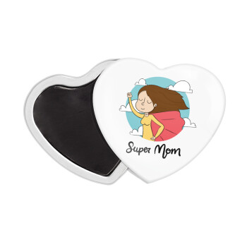 Super mom, Μαγνητάκι καρδιά (57x52mm)