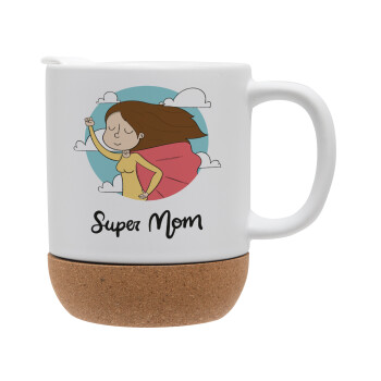 Super mom, Κούπα, κεραμική με βάση φελού και καπάκι (ΜΑΤ), 330ml (1 τεμάχιο)