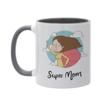 Super mom, Mug colored grey, ceramic, 330ml