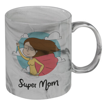 Super mom, Κούπα κεραμική, marble style (μάρμαρο), 330ml