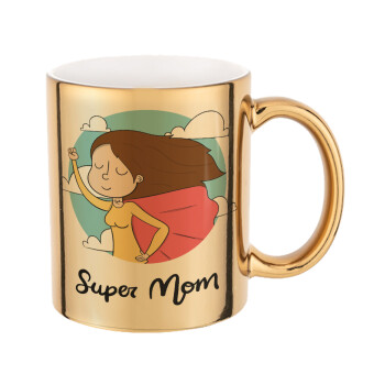 Super mom, Mug ceramic, gold mirror, 330ml