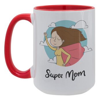 Super mom, Κούπα Mega 15oz, κεραμική Κόκκινη, 450ml