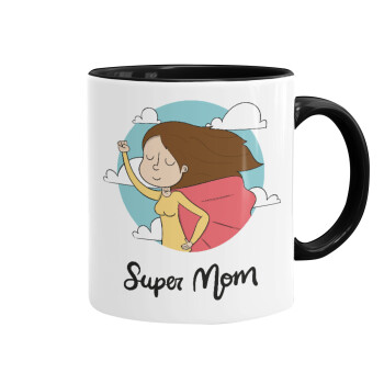 Super mom, Mug colored black, ceramic, 330ml