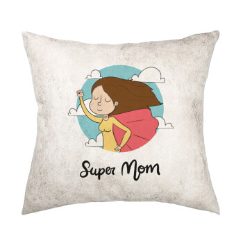 Super mom, Μαξιλάρι καναπέ Δερματίνη Γκρι 40x40cm με γέμισμα