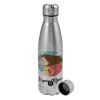 Metallic water bottle, stainless steel, 750ml