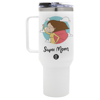 Super mom, Mega Tumbler με καπάκι, διπλού τοιχώματος (θερμό) 1,2L