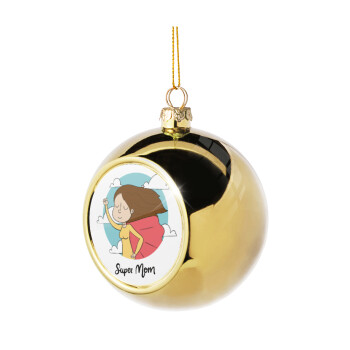 Super mom, Golden Christmas tree ball ornament 8cm