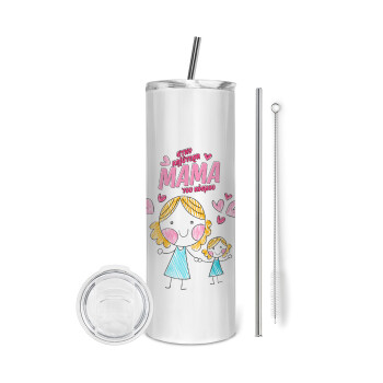 Στην καλύτερη μαμά του κόσμου, comic, Tumbler stainless steel 600ml, with metal straw & cleaning brush