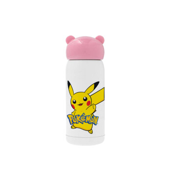 Pokemon pikachu, Ροζ ανοξείδωτο παγούρι θερμό (Stainless steel), 320ml