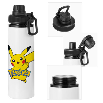 Pokemon pikachu, Μεταλλικό παγούρι νερού με καπάκι ασφαλείας, αλουμινίου 850ml