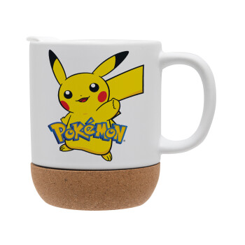 Pokemon pikachu, Κούπα, κεραμική με βάση φελού και καπάκι (ΜΑΤ), 330ml (1 τεμάχιο)