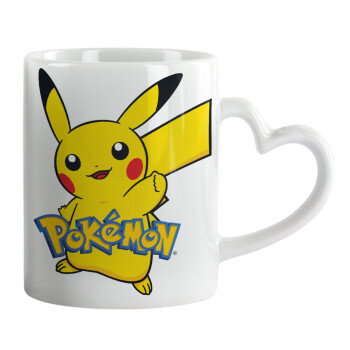 Pokemon pikachu, Mug heart handle, ceramic, 330ml