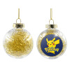 Transparent Christmas tree ball ornament with gold filling 8cm