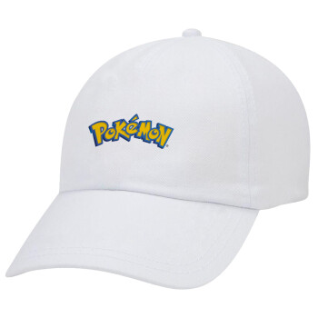 Pokemon, Adult Baseball Cap White 5-panel (POLYESTER, ADULT, UNISEX, ONE SIZE)