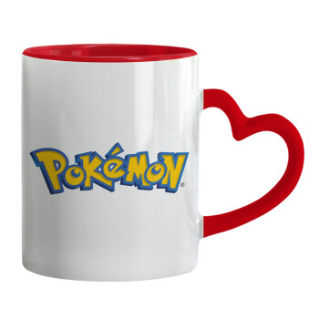 Pokemon, Mug heart red handle, ceramic, 330ml