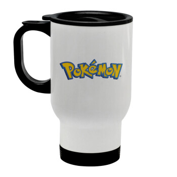 Pokemon, Stainless steel travel mug with lid, double wall white 450ml