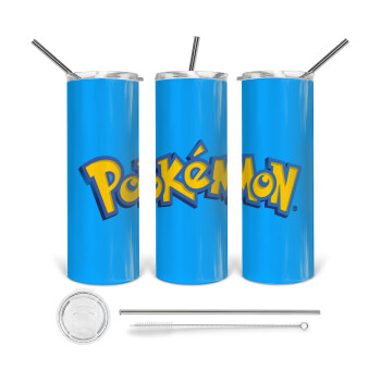 Pokemon, Tumbler ποτήρι θερμό από ανοξείδωτο ατσάλι 600ml, με μεταλλικό καλαμάκι & βούρτσα καθαρισμού