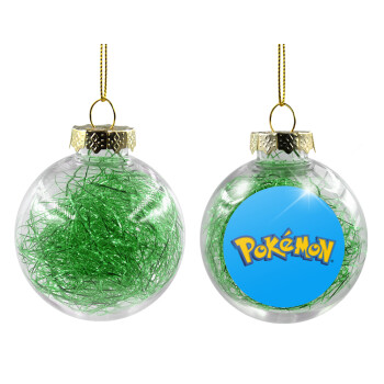 Pokemon, Transparent Christmas tree ball ornament with green filling 8cm