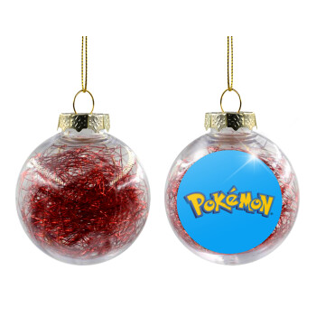 Pokemon, Transparent Christmas tree ball ornament with red filling 8cm