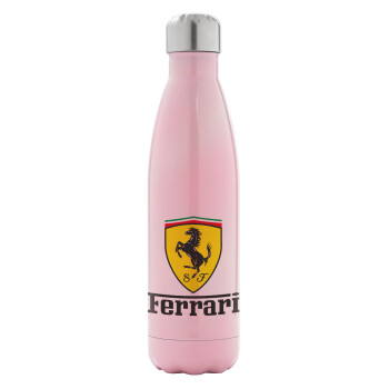 Ferrari S.p.A., Μεταλλικό παγούρι θερμός Ροζ Ιριδίζον (Stainless steel), διπλού τοιχώματος, 500ml